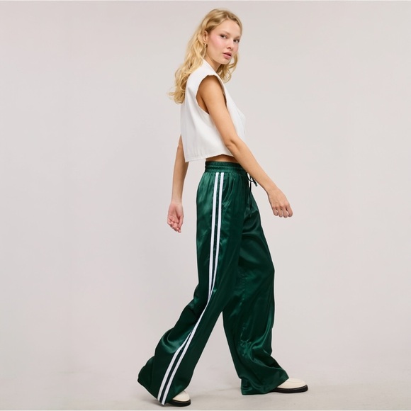 Mimosa Pants - ONLY 1 LEFT! NO RESTOCK! Sporty Satin-Effect Track Pants with Contrast Stripes